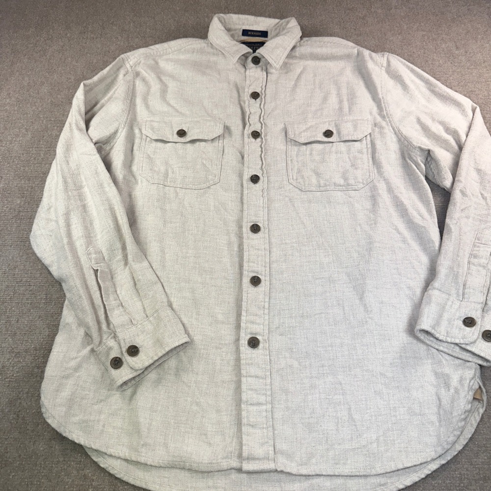 Pendleton Burnside Flannel Shirt Mens Medium Oatmeal Heather Gray Button Down